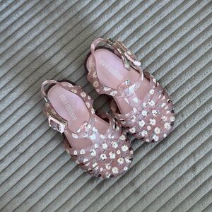 Mini Melissa Pink Daisy Jelly Sandals with Ankle Strap Baby 12,5 cm